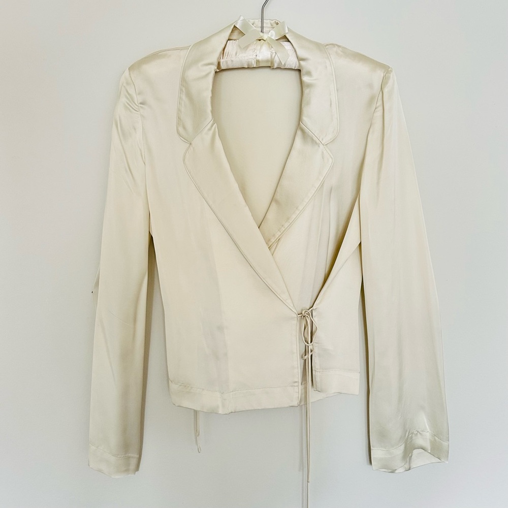 Aritzia Wilfred Cream Tie Blouse